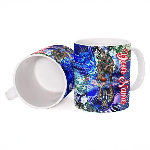 Personalized North Melbourne Football Kangaroos Ceramic Mug Tropical Hibiscus Flowers - Pacific Fusion Style