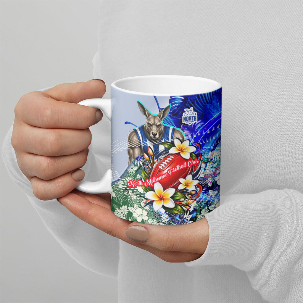 Personalized North Melbourne Football Kangaroos Ceramic Mug Tropical Hibiscus Flowers - Pacific Fusion Style