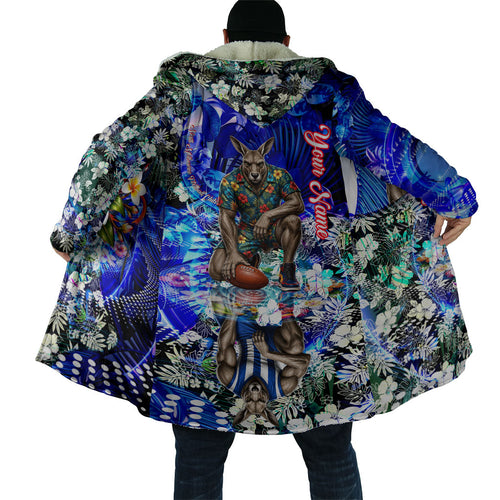 Personalized North Melbourne Football Kangaroos Cloak Tropical Hibiscus Flowers - Pacific Fusion Style