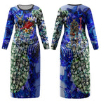 Personalized North Melbourne Football Kangaroos Couples Matching Long Sleeve Bodycon Dress and Hawaiian Shirt Tropical Hibiscus Flowers - Pacific Fusion Style
