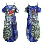 Personalized North Melbourne Football Kangaroos Couples Matching Summer Maxi Dress and Long Sleeve Button Shirt Tropical Hibiscus Flowers - Pacific Fusion Style