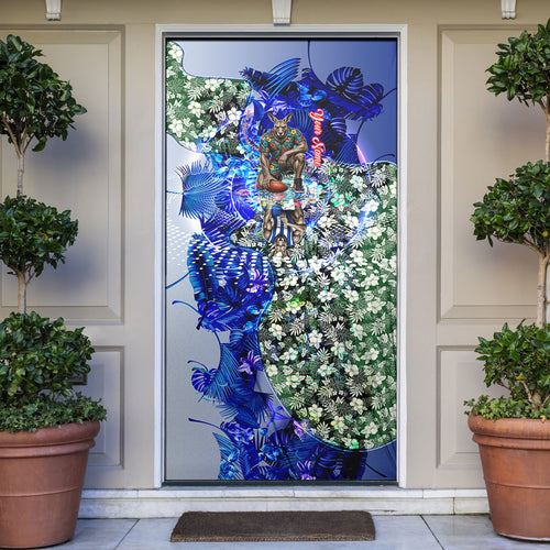 Personalized North Melbourne Football Kangaroos Door Cover Tropical Hibiscus Flowers - Pacific Fusion Style