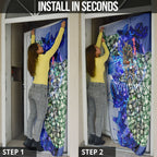 Personalized North Melbourne Football Kangaroos Door Cover Tropical Hibiscus Flowers - Pacific Fusion Style