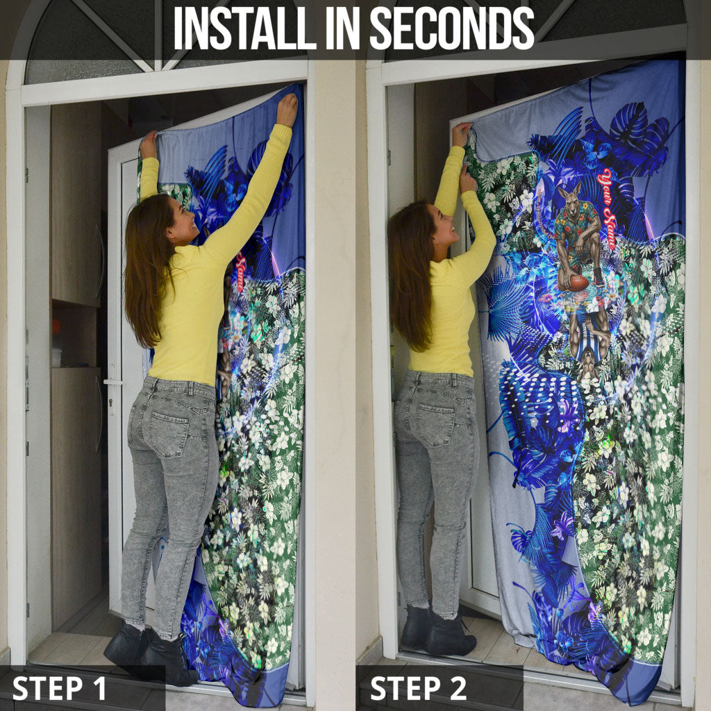 Personalized North Melbourne Football Kangaroos Door Cover Tropical Hibiscus Flowers - Pacific Fusion Style