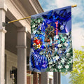 Personalized North Melbourne Football Kangaroos Garden Flag Tropical Hibiscus Flowers - Pacific Fusion Style