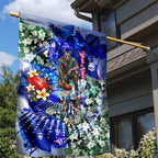Personalized North Melbourne Football Kangaroos Garden Flag Tropical Hibiscus Flowers - Pacific Fusion Style