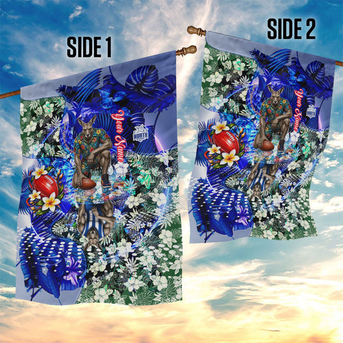 Personalized North Melbourne Football Kangaroos Garden Flag Tropical Hibiscus Flowers - Pacific Fusion Style