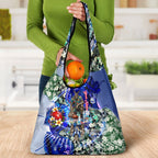 Personalized North Melbourne Football Kangaroos Grocery Bag Tropical Hibiscus Flowers - Pacific Fusion Style