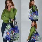 Personalized North Melbourne Football Kangaroos Grocery Bag Tropical Hibiscus Flowers - Pacific Fusion Style