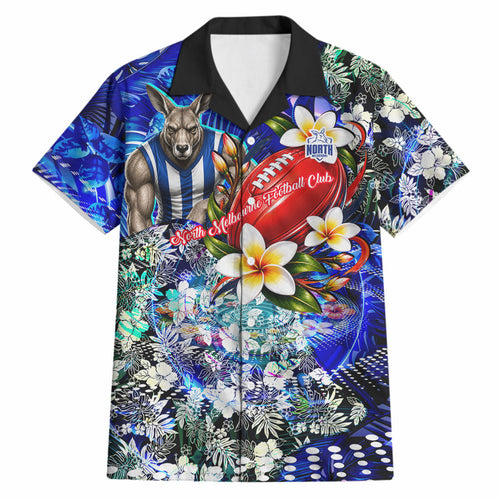 Personalized North Melbourne Football Kangaroos Hawaiian Shirt Tropical Hibiscus Flowers - Pacific Fusion Style