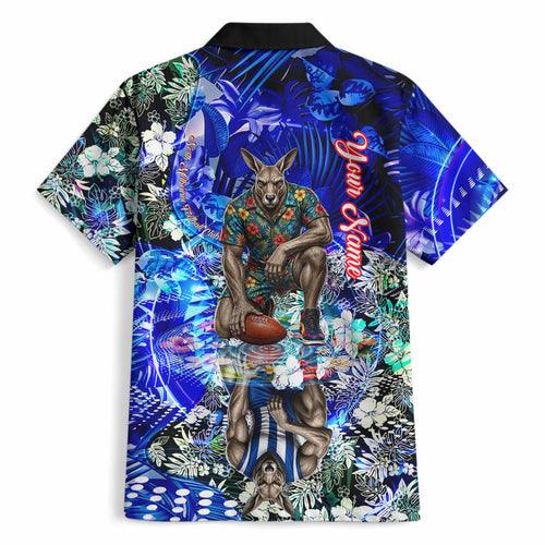 Personalized North Melbourne Football Kangaroos Hawaiian Shirt Tropical Hibiscus Flowers - Pacific Fusion Style