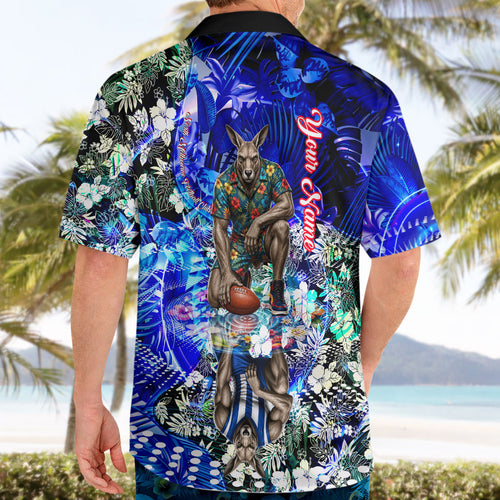 Personalized North Melbourne Football Kangaroos Hawaiian Shirt Tropical Hibiscus Flowers - Pacific Fusion Style