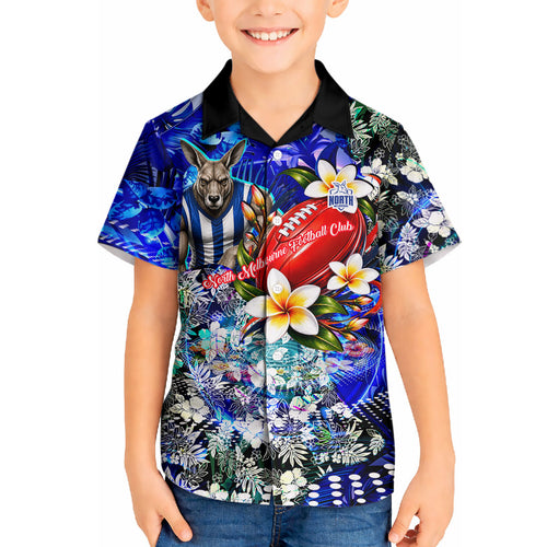 Personalized North Melbourne Football Kangaroos Hawaiian Shirt Tropical Hibiscus Flowers - Pacific Fusion Style