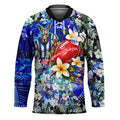 Personalized North Melbourne Football Kangaroos Hockey Jersey Tropical Hibiscus Flowers - Pacific Fusion Style