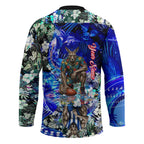 Personalized North Melbourne Football Kangaroos Hockey Jersey Tropical Hibiscus Flowers - Pacific Fusion Style