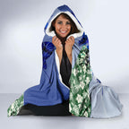 Personalized North Melbourne Football Kangaroos Hooded Blanket Tropical Hibiscus Flowers - Pacific Fusion Style