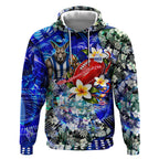 Personalized North Melbourne Football Kangaroos Hoodie Tropical Hibiscus Flowers - Pacific Fusion Style