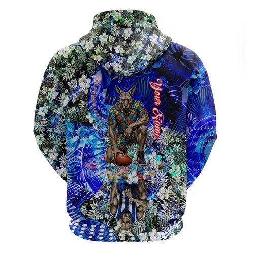 Personalized North Melbourne Football Kangaroos Hoodie Tropical Hibiscus Flowers - Pacific Fusion Style