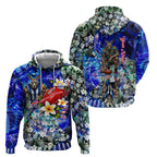 Personalized North Melbourne Football Kangaroos Hoodie Tropical Hibiscus Flowers - Pacific Fusion Style