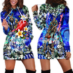 Personalized North Melbourne Football Kangaroos Hoodie Dress Tropical Hibiscus Flowers - Pacific Fusion Style