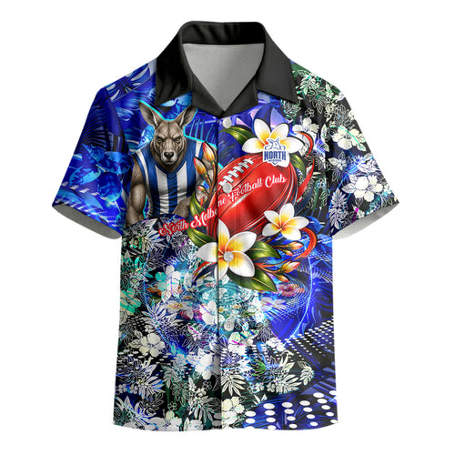 Personalized North Melbourne Football Kangaroos Kid Hawaiian Shirt Tropical Hibiscus Flowers - Pacific Fusion Style