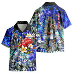 Personalized North Melbourne Football Kangaroos Kid Hawaiian Shirt Tropical Hibiscus Flowers - Pacific Fusion Style