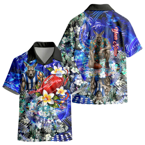 Personalized North Melbourne Football Kangaroos Kid Hawaiian Shirt Tropical Hibiscus Flowers - Pacific Fusion Style