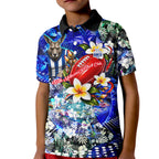 Personalized North Melbourne Football Kangaroos Kid Polo Shirt Tropical Hibiscus Flowers - Pacific Fusion Style