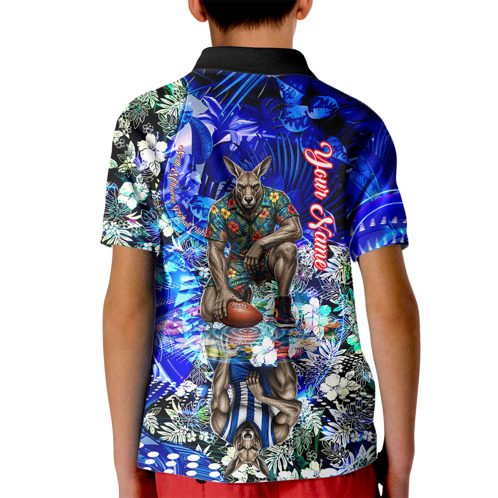 Personalized North Melbourne Football Kangaroos Kid Polo Shirt Tropical Hibiscus Flowers - Pacific Fusion Style