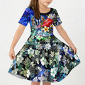 Personalized North Melbourne Football Kangaroos Kid Short Sleeve Dress Tropical Hibiscus Flowers - Pacific Fusion Style
