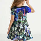 Personalized North Melbourne Football Kangaroos Kid Short Sleeve Dress Tropical Hibiscus Flowers - Pacific Fusion Style