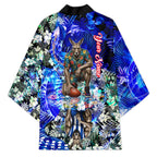 Personalized North Melbourne Football Kangaroos Kimono Tropical Hibiscus Flowers - Pacific Fusion Style