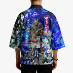Personalized North Melbourne Football Kangaroos Kimono Tropical Hibiscus Flowers - Pacific Fusion Style