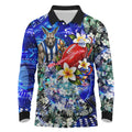 Personalized North Melbourne Football Kangaroos Long Sleeve Polo Shirt Tropical Hibiscus Flowers - Pacific Fusion Style