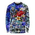 Personalized North Melbourne Football Kangaroos Long Sleeve Shirt Tropical Hibiscus Flowers - Pacific Fusion Style