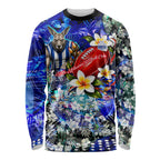 Personalized North Melbourne Football Kangaroos Long Sleeve Shirt Tropical Hibiscus Flowers - Pacific Fusion Style