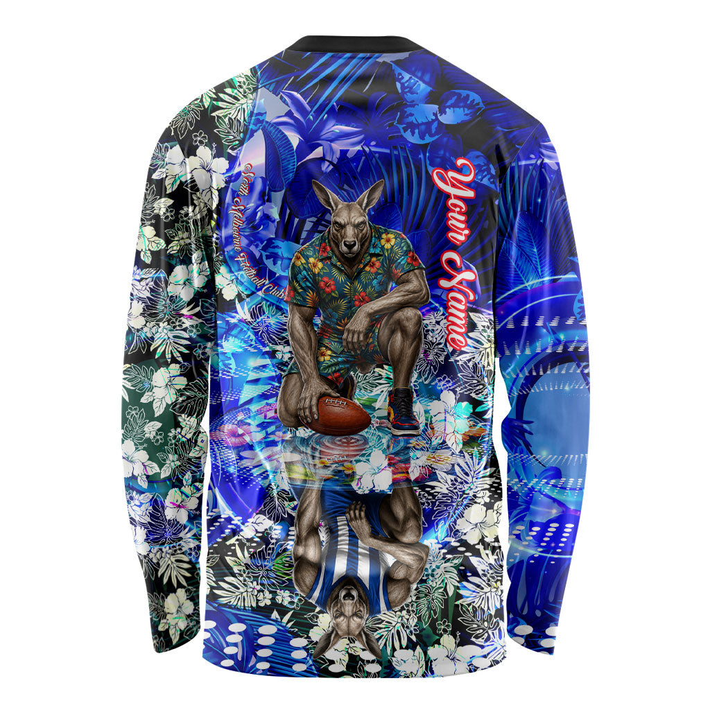 Personalized North Melbourne Football Kangaroos Long Sleeve Shirt Tropical Hibiscus Flowers - Pacific Fusion Style