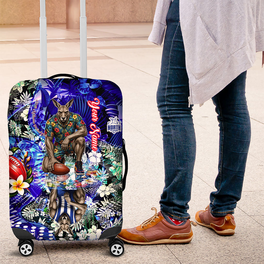 Personalized North Melbourne Football Kangaroos Luggage Cover Tropical Hibiscus Flowers - Pacific Fusion Style