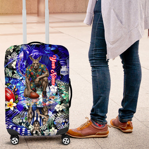 Personalized North Melbourne Football Kangaroos Luggage Cover Tropical Hibiscus Flowers - Pacific Fusion Style