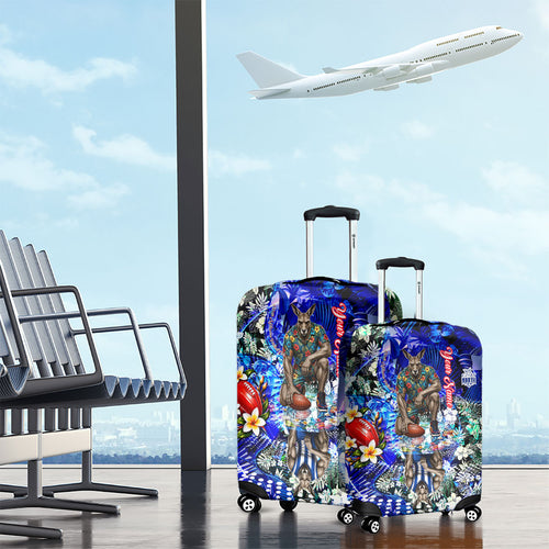 Personalized North Melbourne Football Kangaroos Luggage Cover Tropical Hibiscus Flowers - Pacific Fusion Style