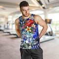 Personalized North Melbourne Football Kangaroos Men Tank Top Tropical Hibiscus Flowers - Pacific Fusion Style
