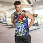 Personalized North Melbourne Football Kangaroos Men Tank Top Tropical Hibiscus Flowers - Pacific Fusion Style