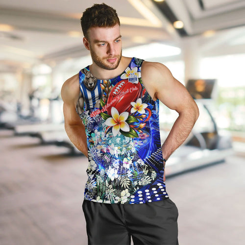Personalized North Melbourne Football Kangaroos Men Tank Top Tropical Hibiscus Flowers - Pacific Fusion Style
