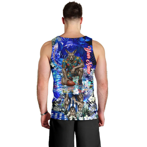 Personalized North Melbourne Football Kangaroos Men Tank Top Tropical Hibiscus Flowers - Pacific Fusion Style