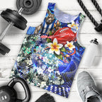 Personalized North Melbourne Football Kangaroos Men Tank Top Tropical Hibiscus Flowers - Pacific Fusion Style