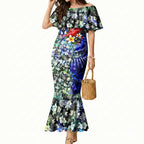 Personalized North Melbourne Football Kangaroos Mermaid Dress Tropical Hibiscus Flowers - Pacific Fusion Style