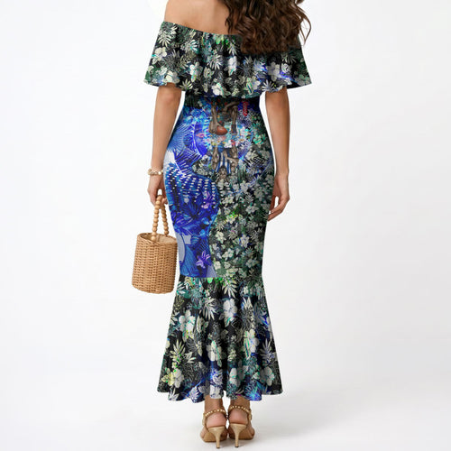 Personalized North Melbourne Football Kangaroos Mermaid Dress Tropical Hibiscus Flowers - Pacific Fusion Style