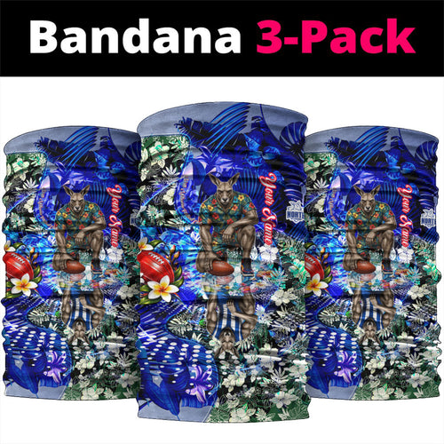 Personalized North Melbourne Football Kangaroos Neck Gaiter Tropical Hibiscus Flowers - Pacific Fusion Style