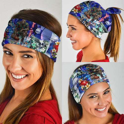 Personalized North Melbourne Football Kangaroos Neck Gaiter Tropical Hibiscus Flowers - Pacific Fusion Style