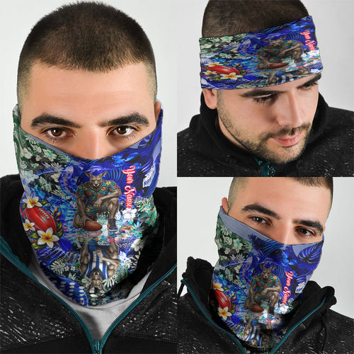 Personalized North Melbourne Football Kangaroos Neck Gaiter Tropical Hibiscus Flowers - Pacific Fusion Style